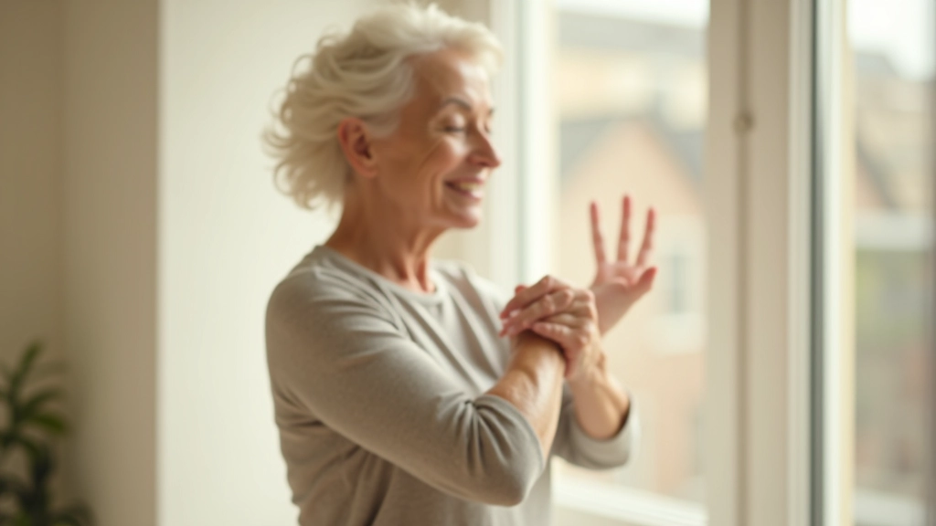 Woman stretching peacefully by a window
