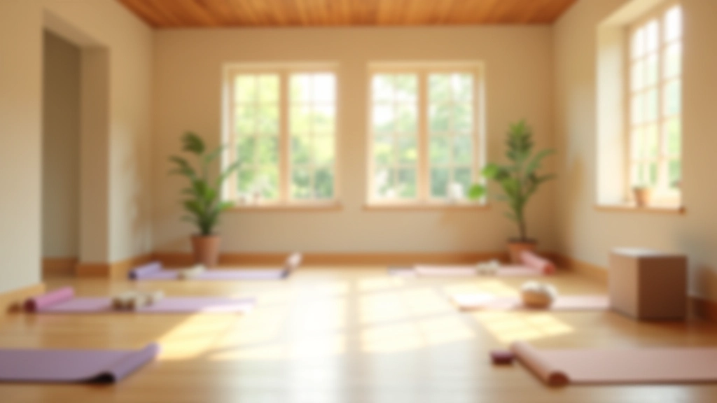 Serene wellness studio with natural light and yoga space